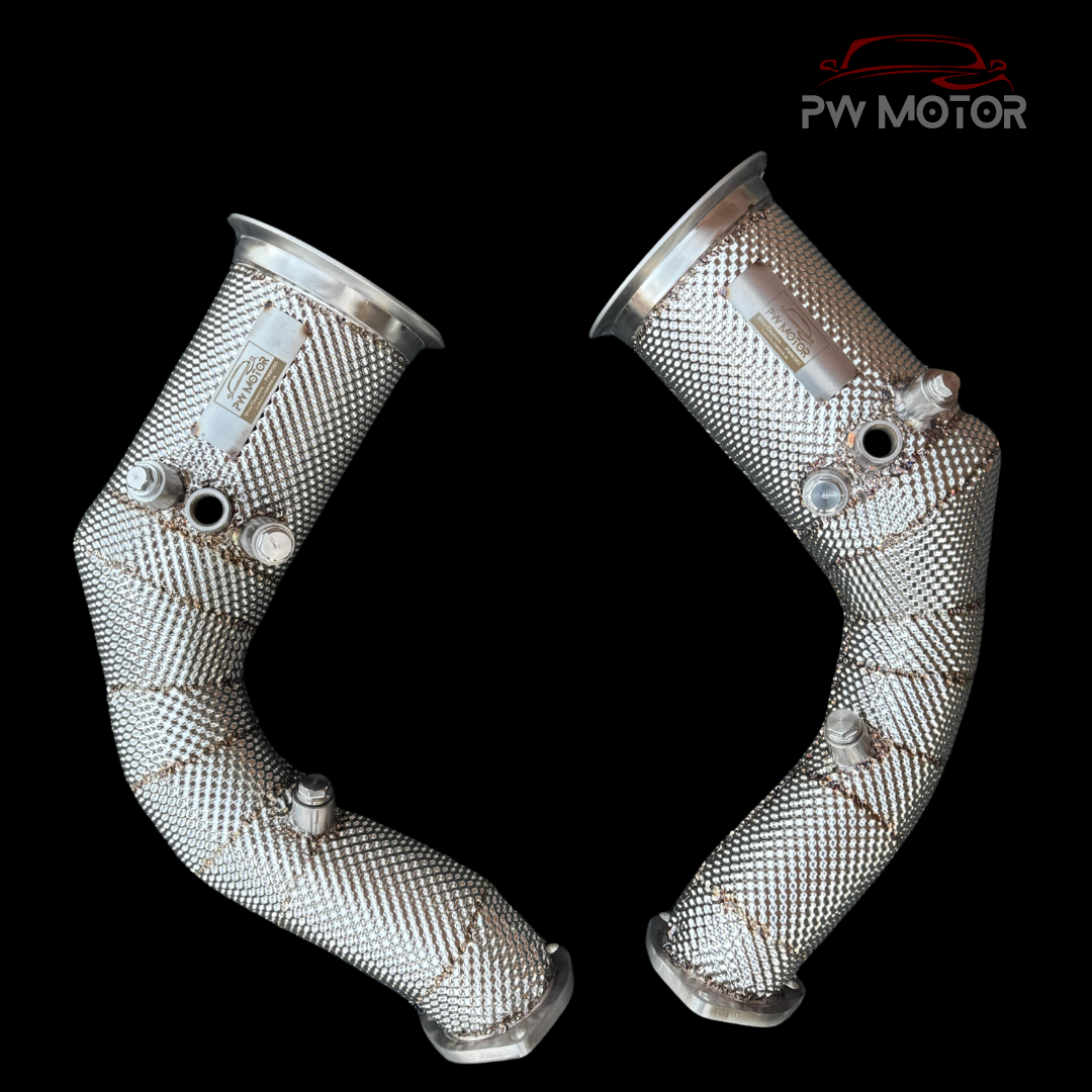 Audi RSQ8 Downpipes with Heat Shields and 200 Cell OPF | PW Motor