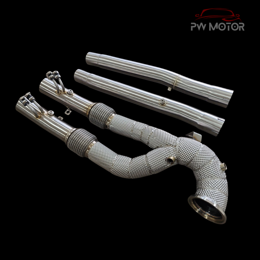 Audi TTRS 8S Catless Heat Shielded Downpipes with OPF | PW Motor