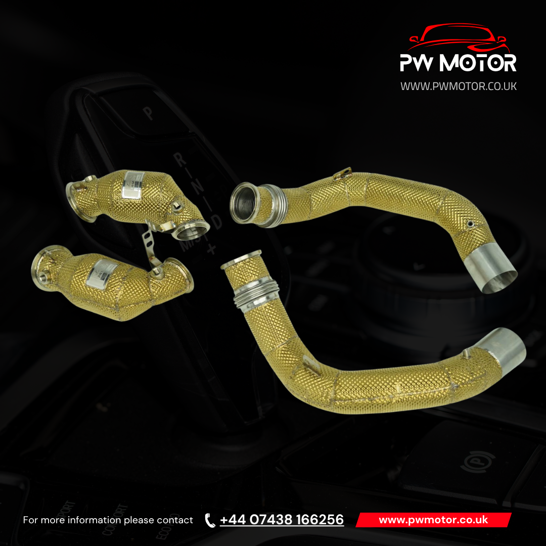 BMW X5M / X6M F95 / F96 Pre -Lci Heat 200cell EURO6 Catted Downpipes Heat Shielded | PW MOTOR