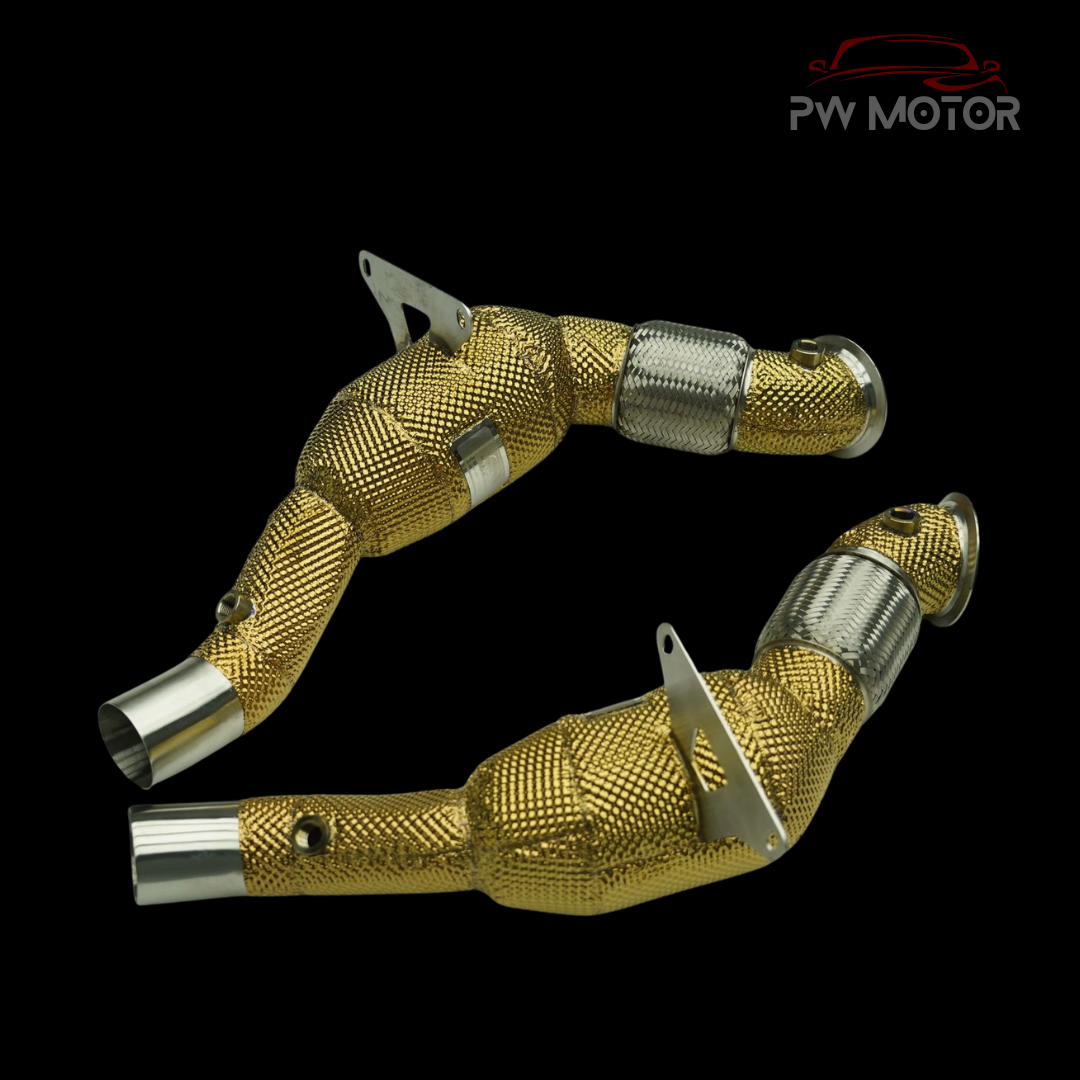 Ferrari 488 GTB / Pista / Spyder Heat Shielded Downpipes - GEN 2 | PW Motor