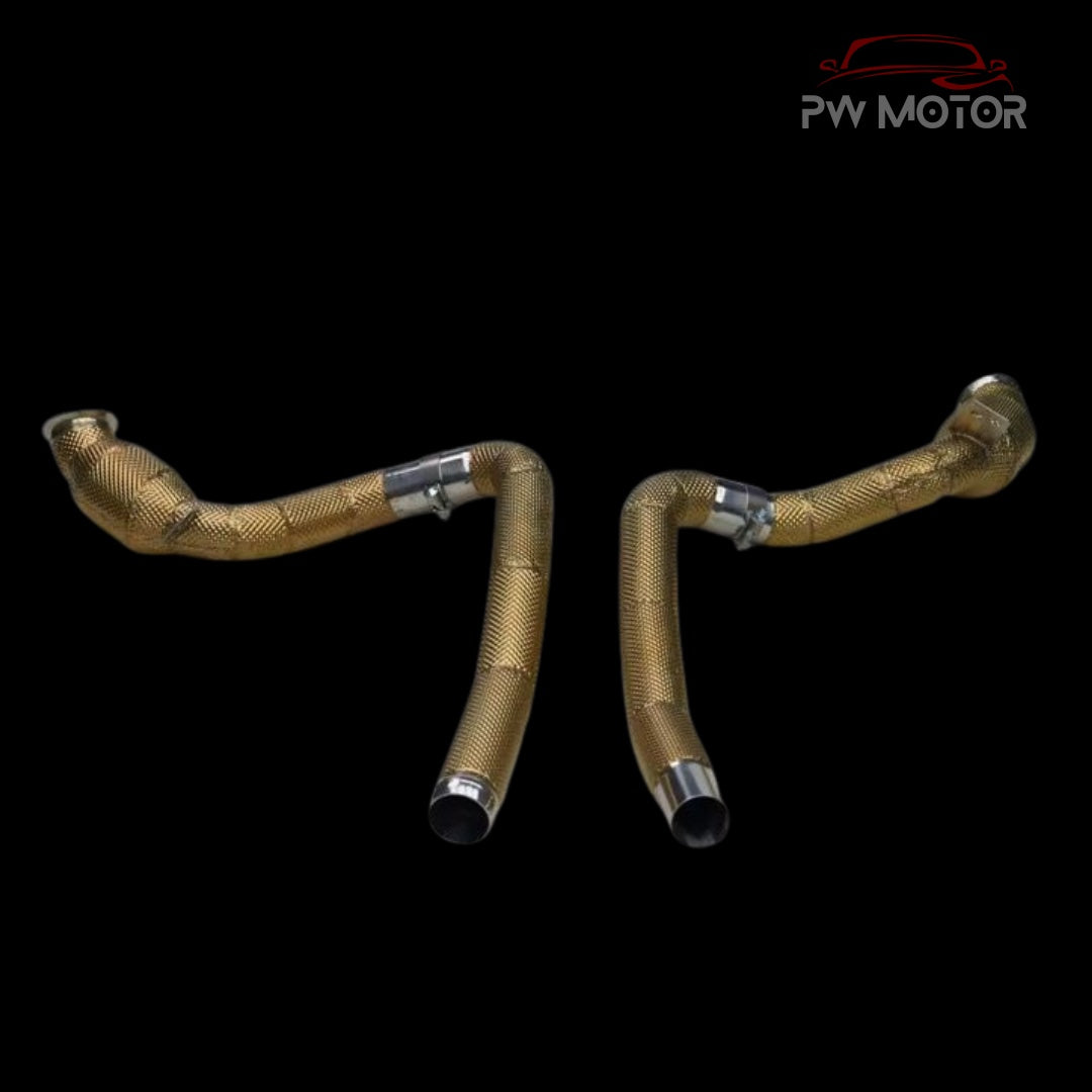 Mercedes AMG GT C190 Catted 200Cell Euro6 Gold Heat Shielded ( Stainless Steel Wool ) - GEN2 | PW Motor