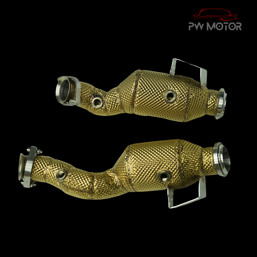 Mercedes C43 / E43 / GLC43 / E400 M276 RHD Heat Shielded Catted 200Cell Euro6 Downpipes - GEN2 | PW Motor