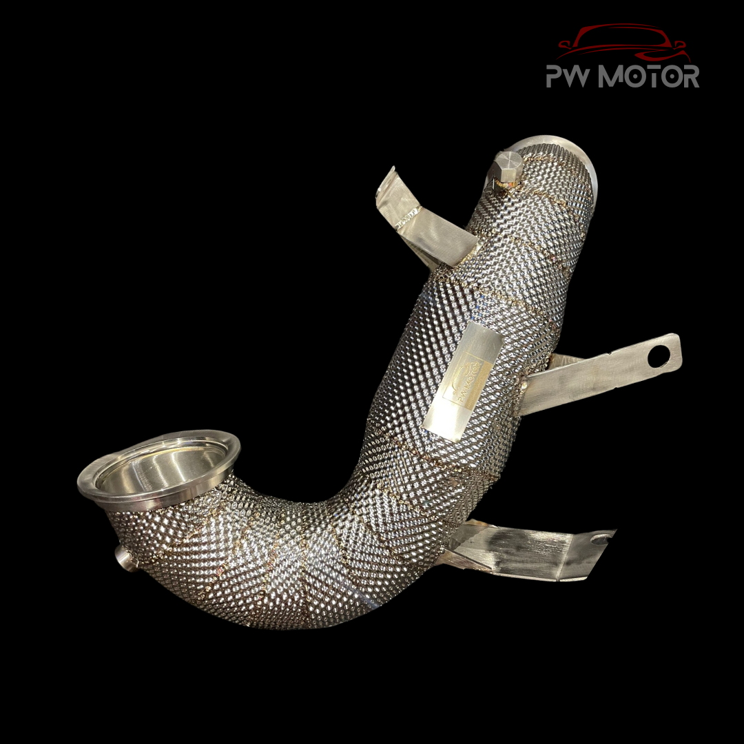 Mercedes A45s Downpipes with Heat Shields and 200 Cell | PW Motor
