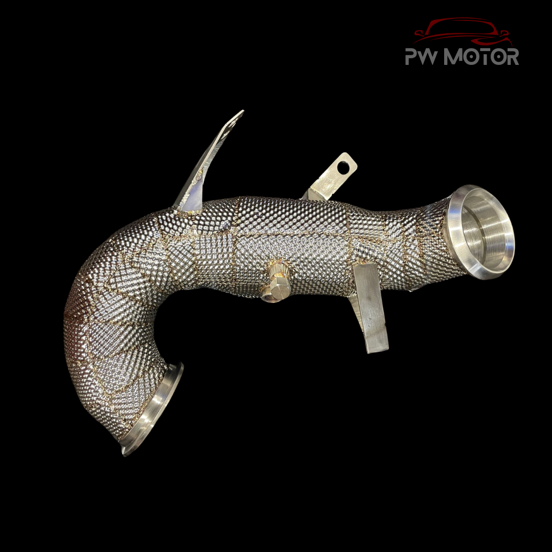 Mercedes A45s Downpipes with Heat Shields and 200 Cell | PW Motor