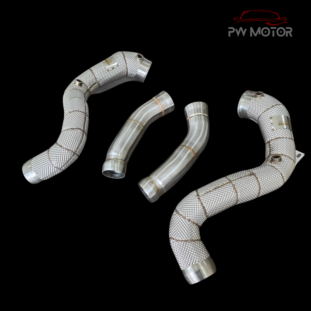 PW Motor Mercedes C63 M177 Downpipes with Heat Shields