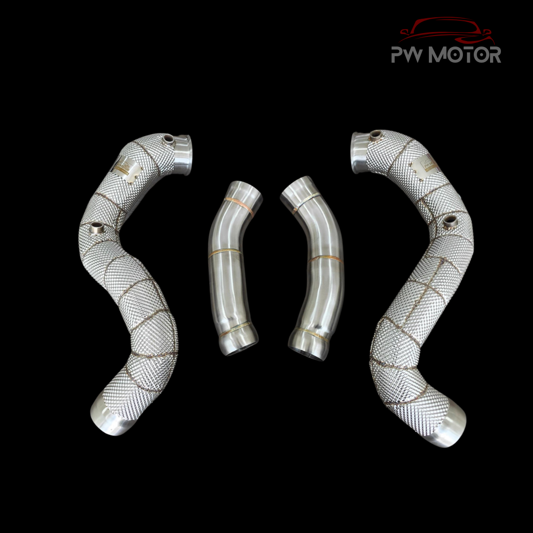 PW Motor Mercedes C63 M177 Downpipes with Heat Shields