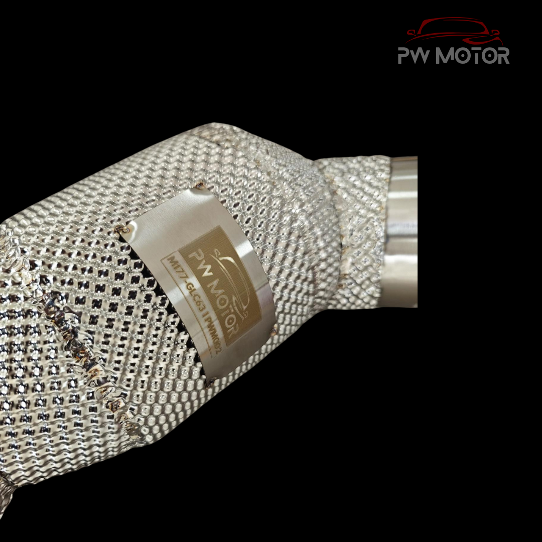 PW Motor Mercedes GLC63 M177 Downpipes with Heat Shields and 200 Cell