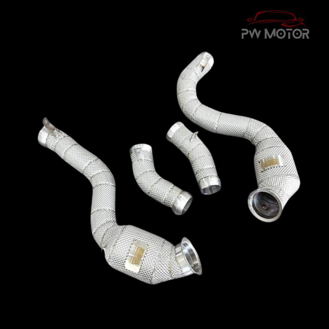 PW Motor Mercedes GLC63 M177 Downpipes with Heat Shields and 200 Cell
