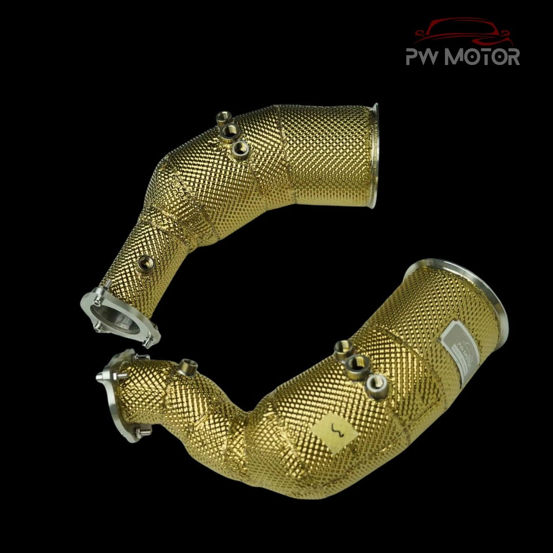 Audi RS4 / RS5 B9 / B9.5 200cell EURO6 Catted Heat Shielded Downpipes OPF | PW Motor