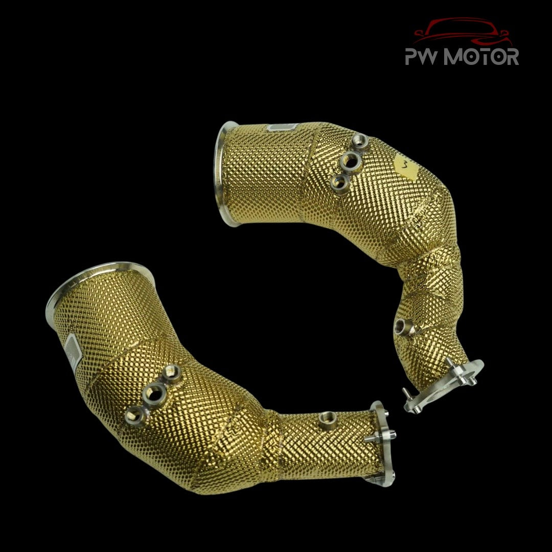 Audi RS4 / RS5 B9 / B9.5 200cell EURO6 Catted Heat Shielded Downpipes OPF | PW Motor