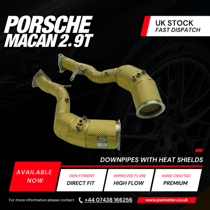 Porsche Macan 2.9T Gold Heat Shielded OPF Downpipes | PW Motor