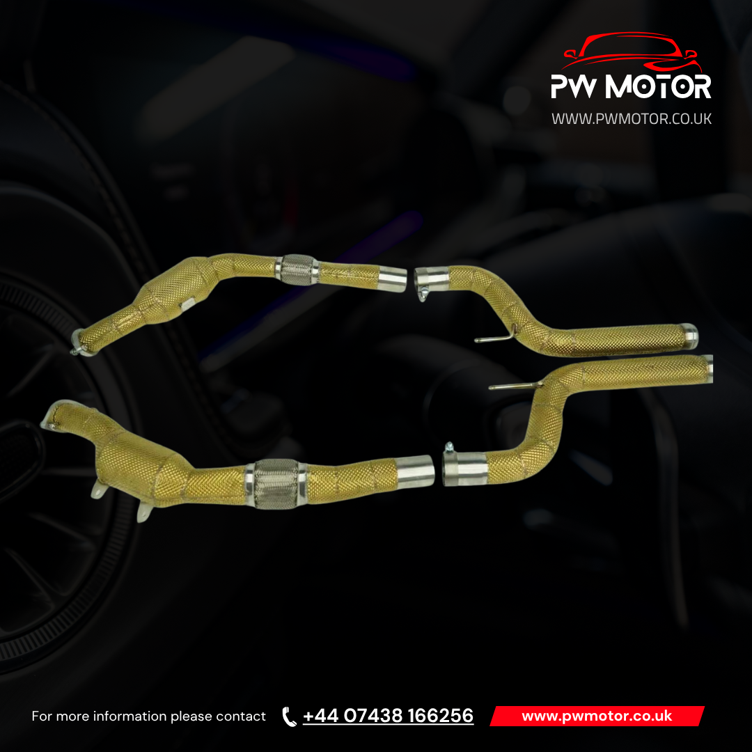 Mercedes S500 / S550 4.7L W222 / C217 Downpipes with Heat Shields | PW Motor