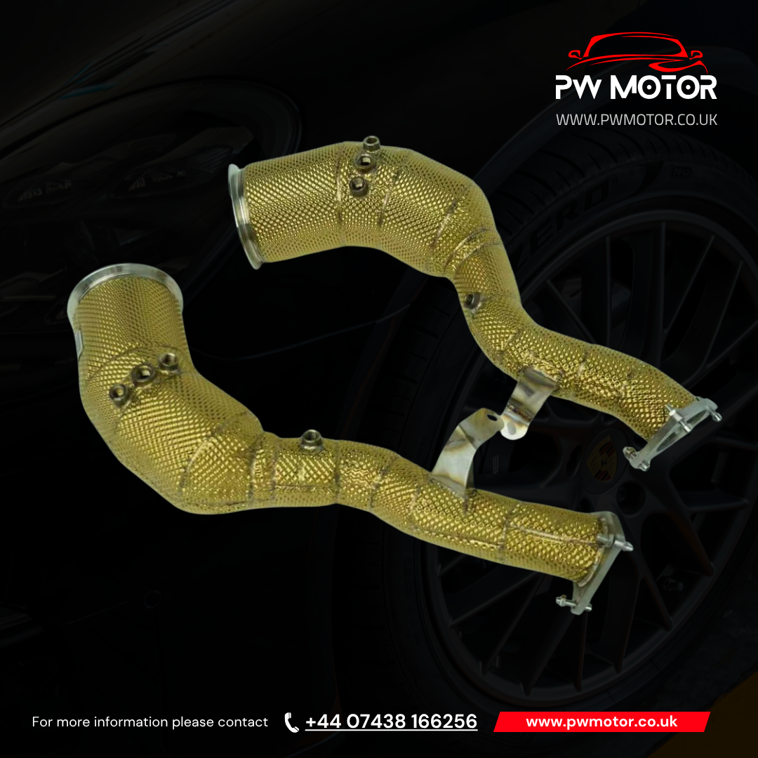 Porsche Macan 2.9T Gold Heat Shielded OPF Downpipes | PW Motor