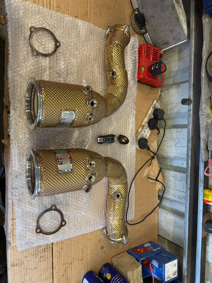 Porsche Cayenne E3 2.9T Gold Heat Shielded OPF Downpipes - GEN 2 | PW Motor