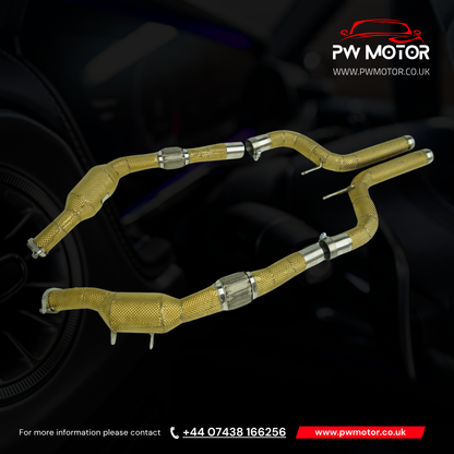Mercedes S500 / S550 4.7L W222 / C217 Downpipes with Heat Shields | PW Motor