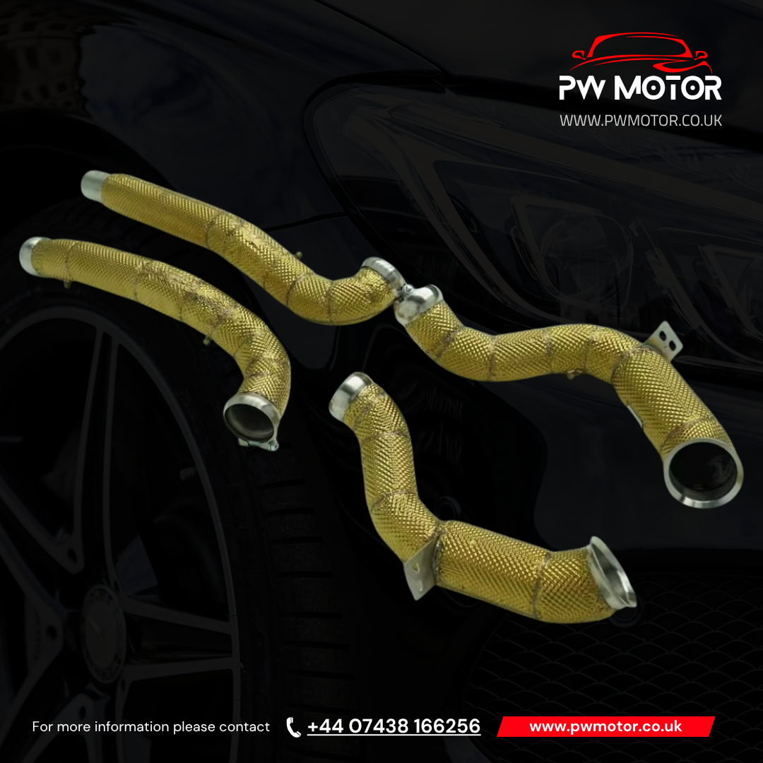 Mercedes AMG GT Heat Shielded Downpipes 3.5” to 3” | PW Motor