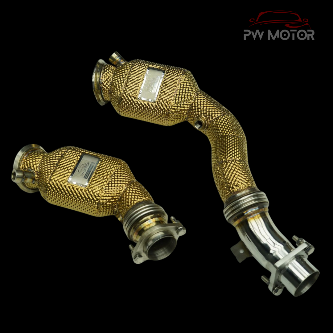 BMW M3/M4 F80/F82 Heat Shielded Catted 200cell EURO6 Downpipes - GEN 2 | PW Motor