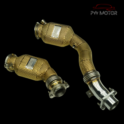 BMW M3/M4 F80/F82 Heat Shielded Catted 200cell EURO6 Downpipes - GEN 2 | PW Motor