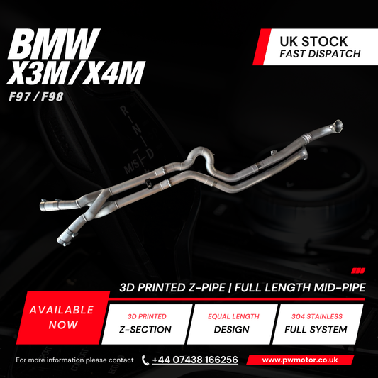 BMW X3M / X4M F97 / F98 LCI 3D Printed Z-Pipe Full Length Mid-Pipe | PW Motor