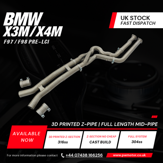 BMW X3M / X4M F97 / F98 LCI 3D Printed Z-Pipe Full Length Mid-Pipe | PW Motor