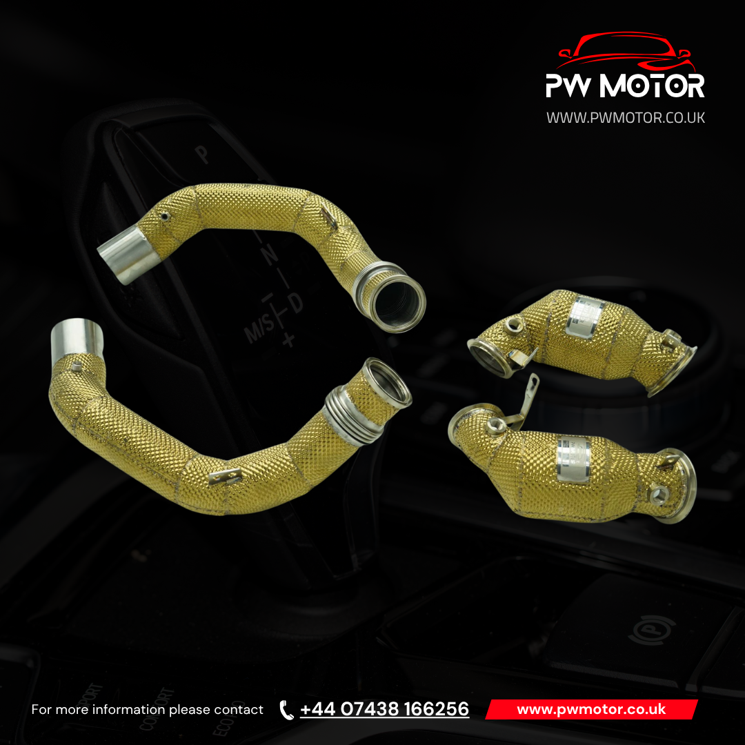 BMW X5M / X6M F95 / F96 Pre -Lci Heat 200cell EURO6 Catted Downpipes Heat Shielded | PW MOTOR