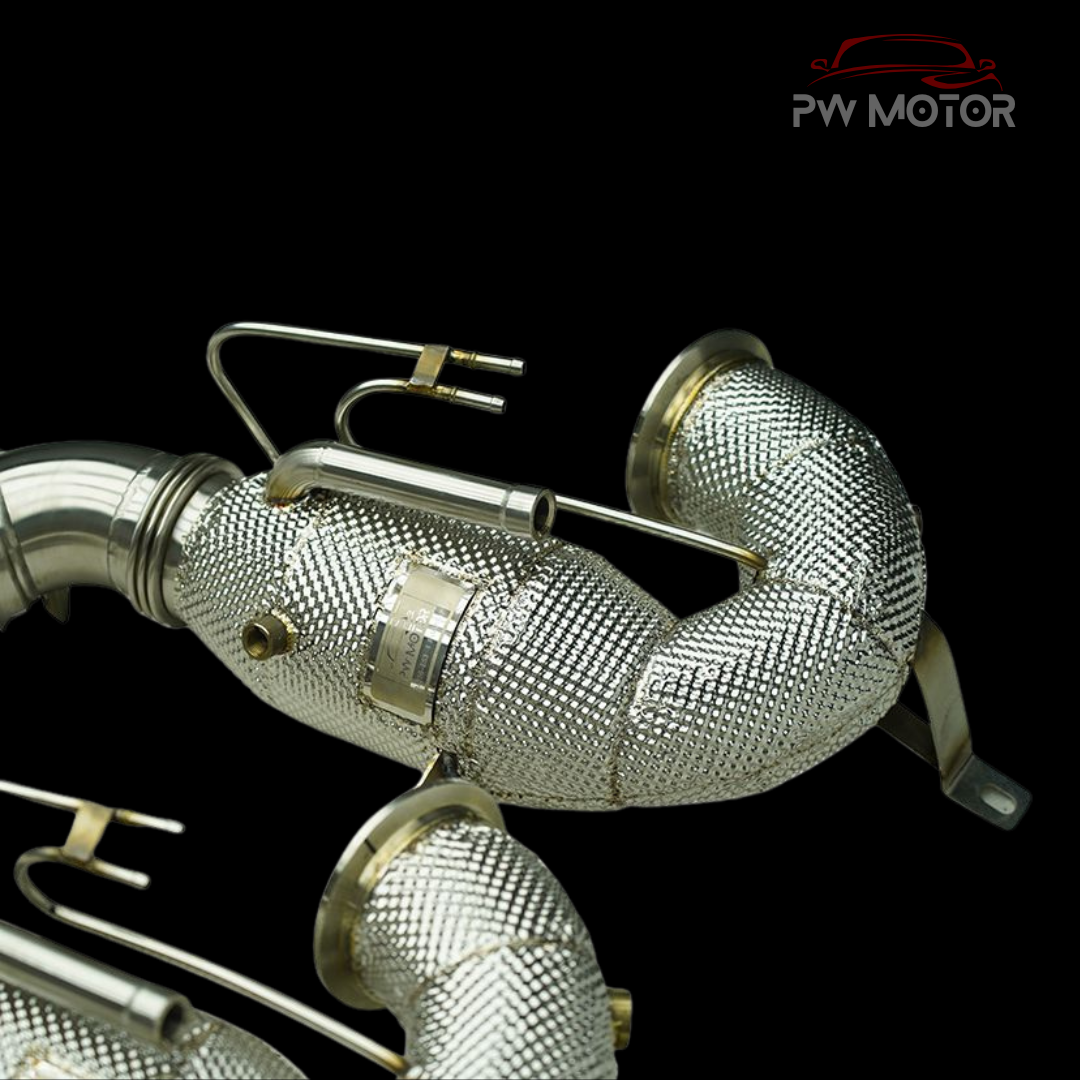 Mercedes E53 Downpipes with Heat Shields and 200 Cell OPF EURO 6 | PW Motor