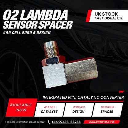 Exhaust O2 Lambda Sensor Spacer with 400 Cell Euro 6 Catalytic Converter | PW Motor
