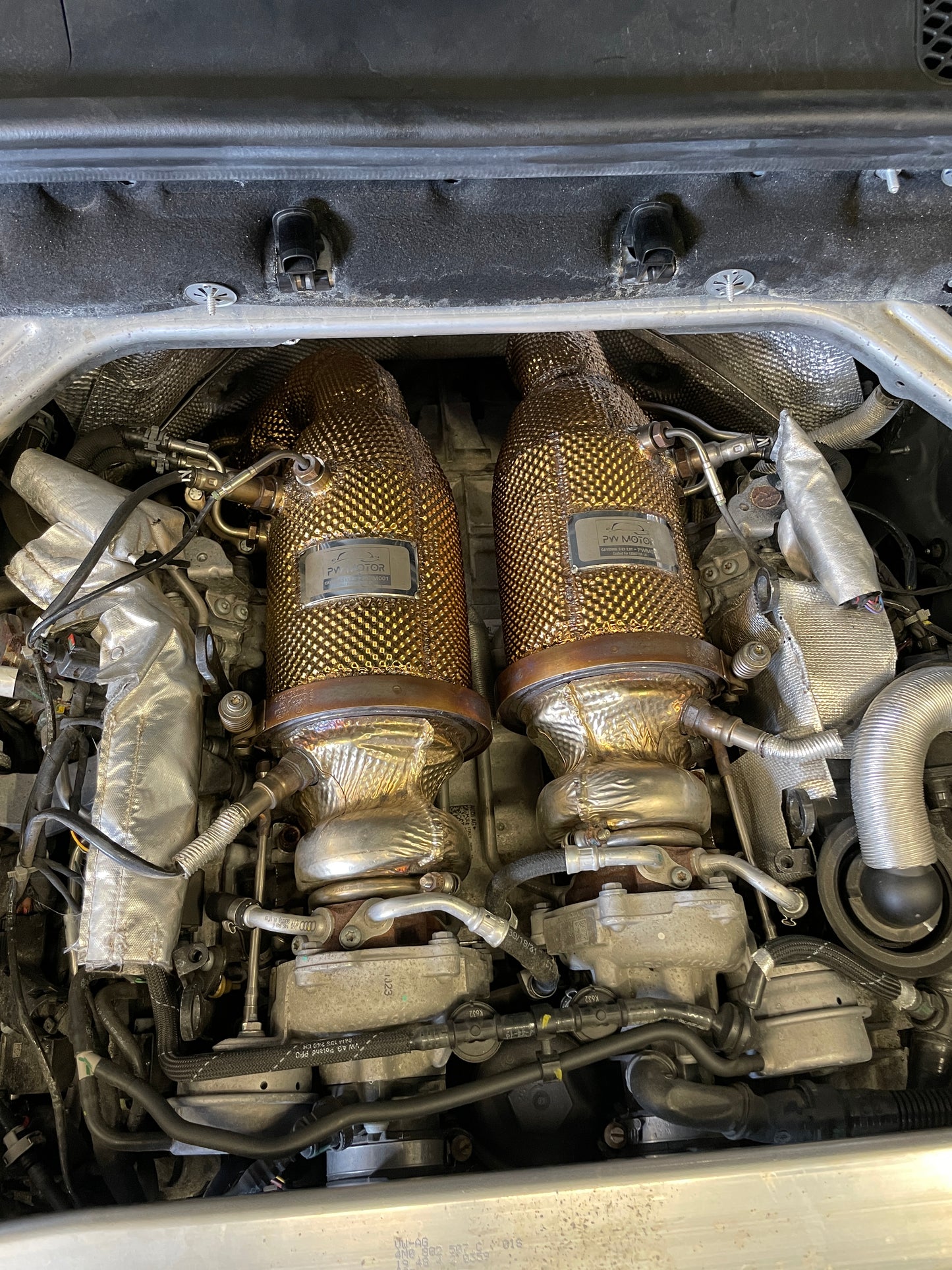 Porsche Cayenne E3 2.9T Gold Heat Shielded OPF Downpipes - GEN 2 | PW Motor