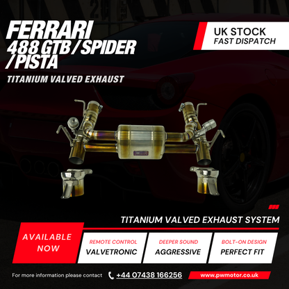 Ferrari 488 GTB / Spider / Pista Titanium Valved Exhaust System