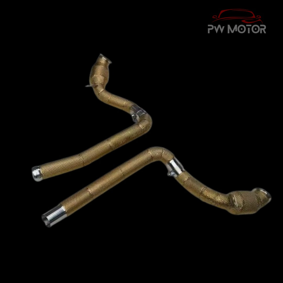 Mercedes AMG GT C190 Catted 200Cell Euro6 Gold Heat Shielded ( Stainless Steel Wool ) - GEN2 | PW Motor