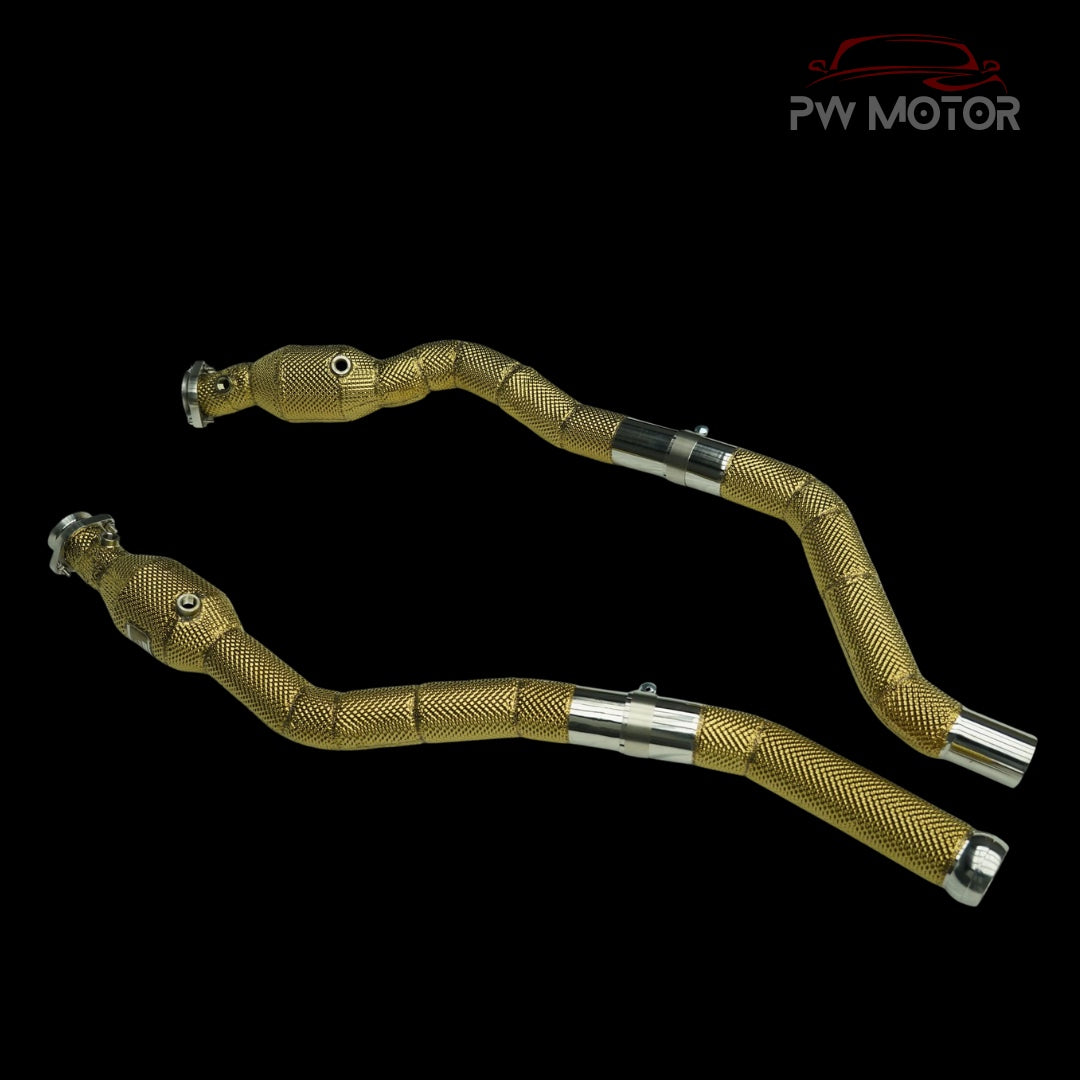 Mercedes ML63 M157 Catless Downpipes with Heat Shields | PW Motor