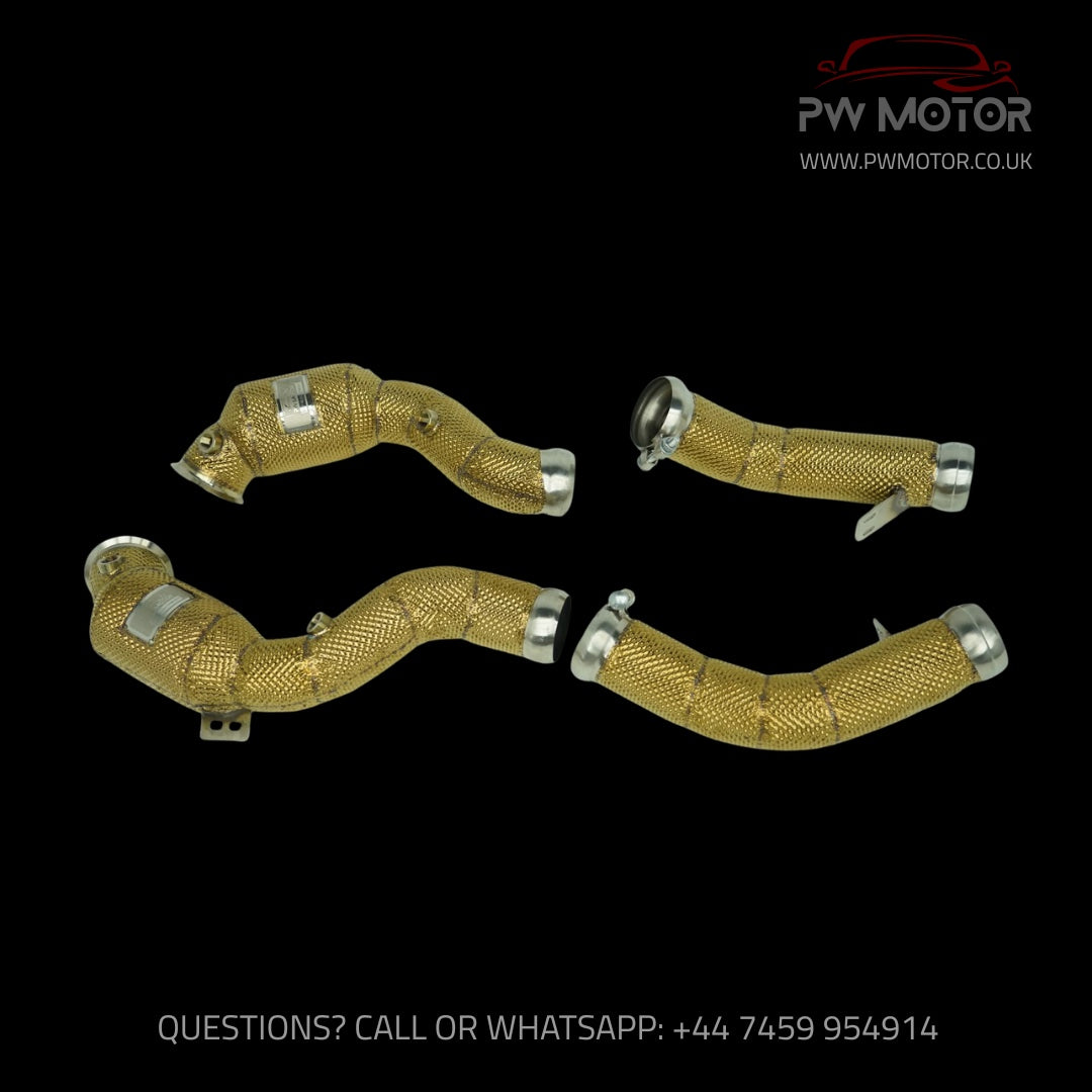 PW Motor Mercedes GLC63 M177 Downpipes with Heat Shields and 200 Cell