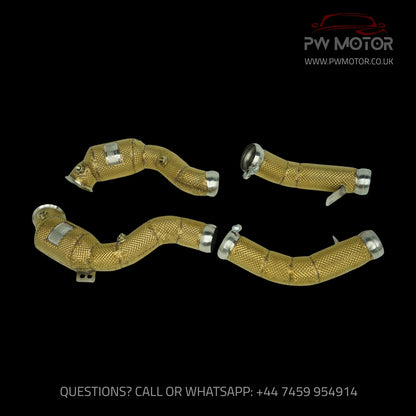 PW Motor Mercedes GLC63 M177 Downpipes with Heat Shields and 200 Cell