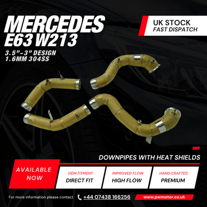 PW Motor Mercedes E63(s) Downpipes with Heat Shields