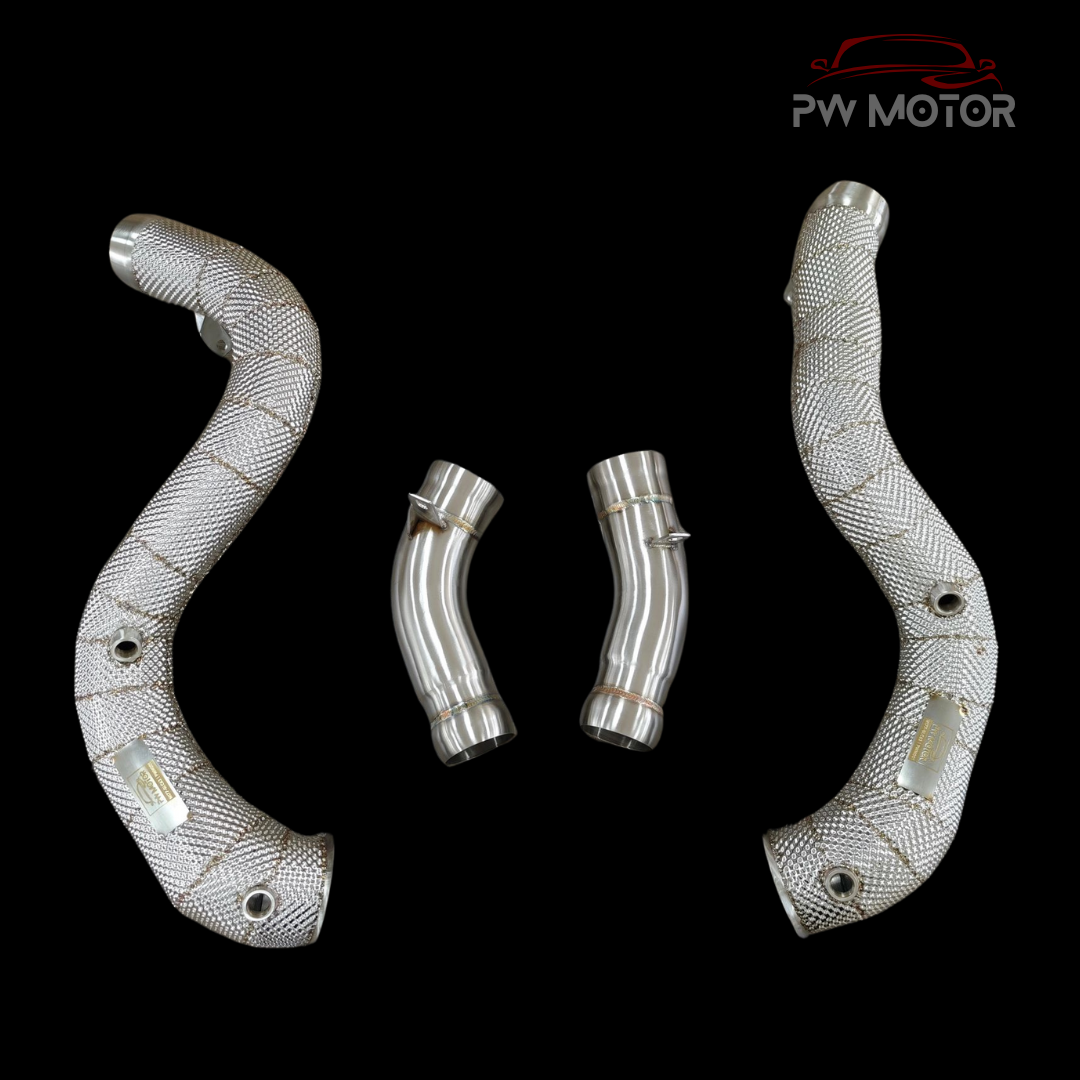 PW Motor Mercedes GLC63 Downpipes with Heat Shield