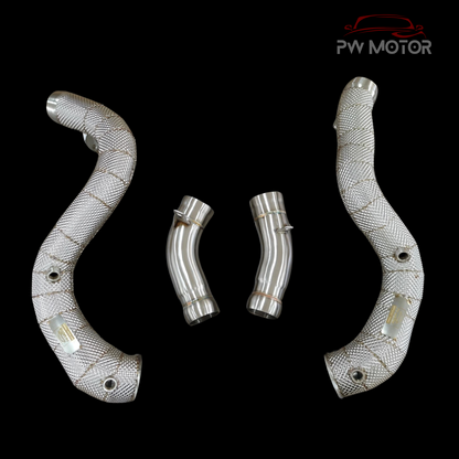 PW Motor Mercedes GLC63 Downpipes with Heat Shield