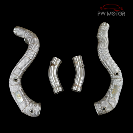 PW Motor Mercedes GLC63 Downpipes with Heat Shield