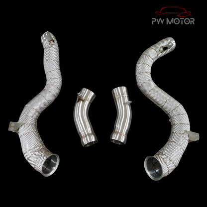 PW Motor Mercedes GLC63 Downpipes with Heat Shield