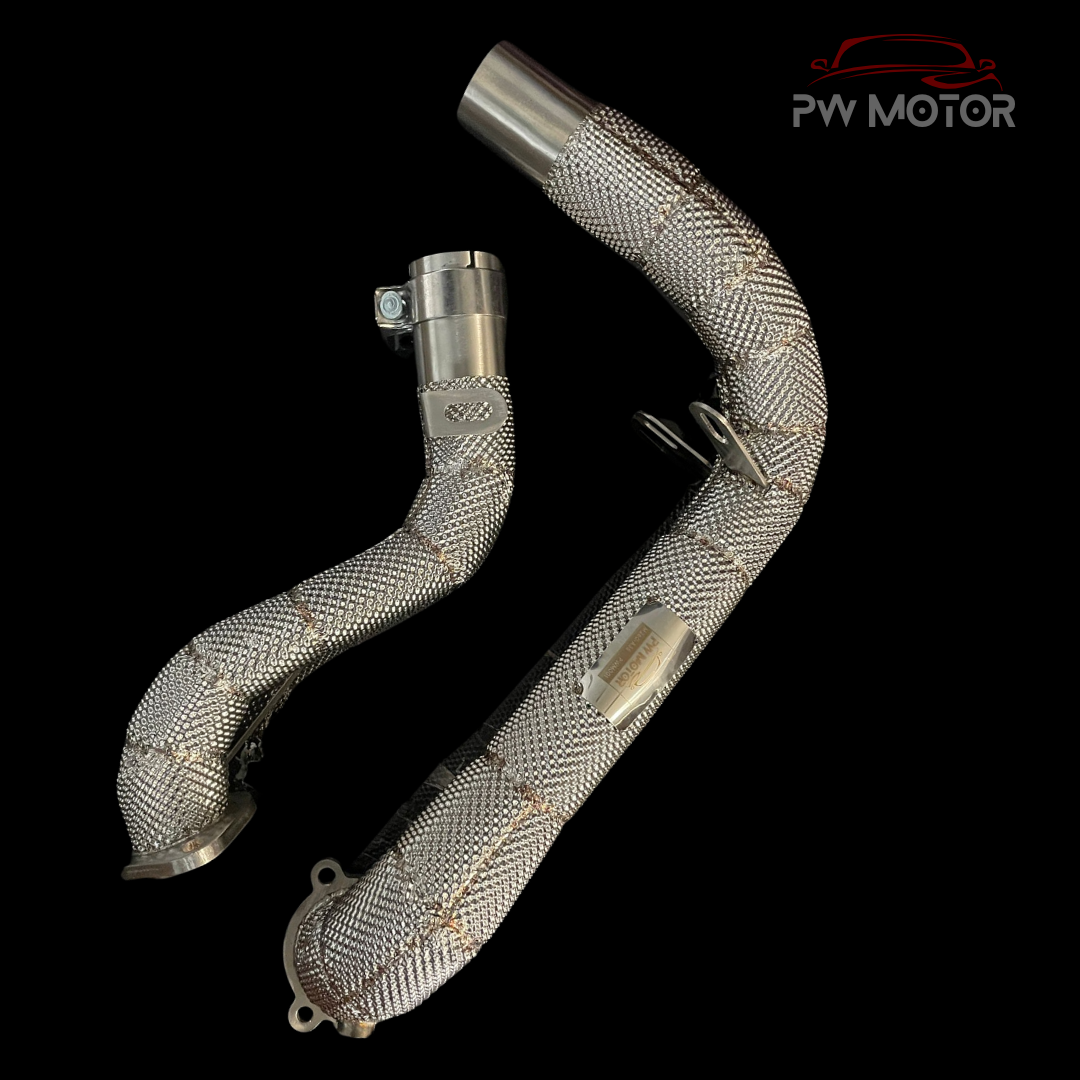 PW Motor Mercedes A35 M260 Downpipes with Heat Shields