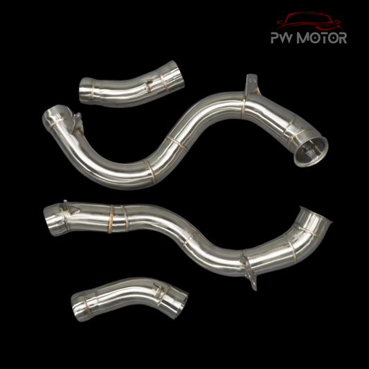 PW Motor Mercedes C63 M177 Downpipes with Heat Shield and 200 Cell