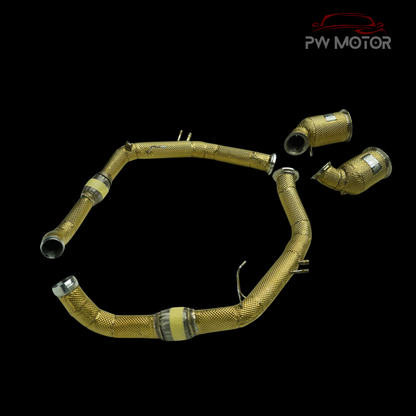 Porsche Panamera 971 4.0T Catless Fully Heat Shielded Downpipes with Front Pipes - GEN2 | PW Motor