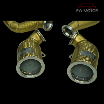 Porsche Panamera 971 2.9T Catted 200cell Euro6 Fully Heat Shielded Downpipes - GEN2 | PW Motor
