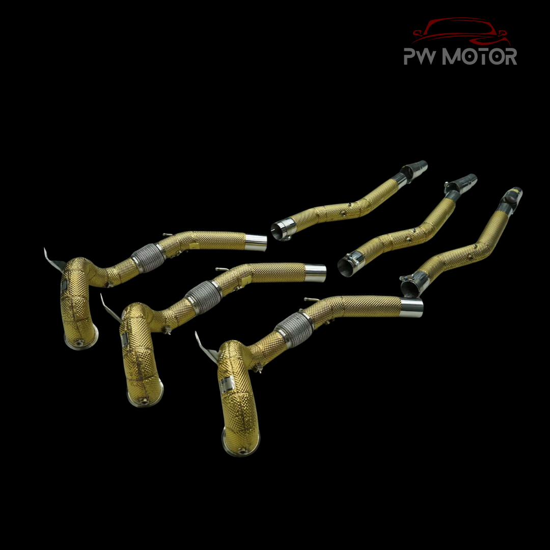Volkswagen Golf MK8 R De-cat Fully Heat Shielded Downpipes | PW Motor