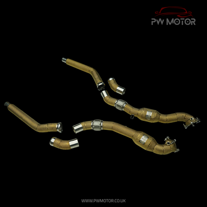 Audi RS6 / RS7 C7 Sport Cats 200Cell Euro6 Heat Shielded Downpipes - GEN2  | PW Motor