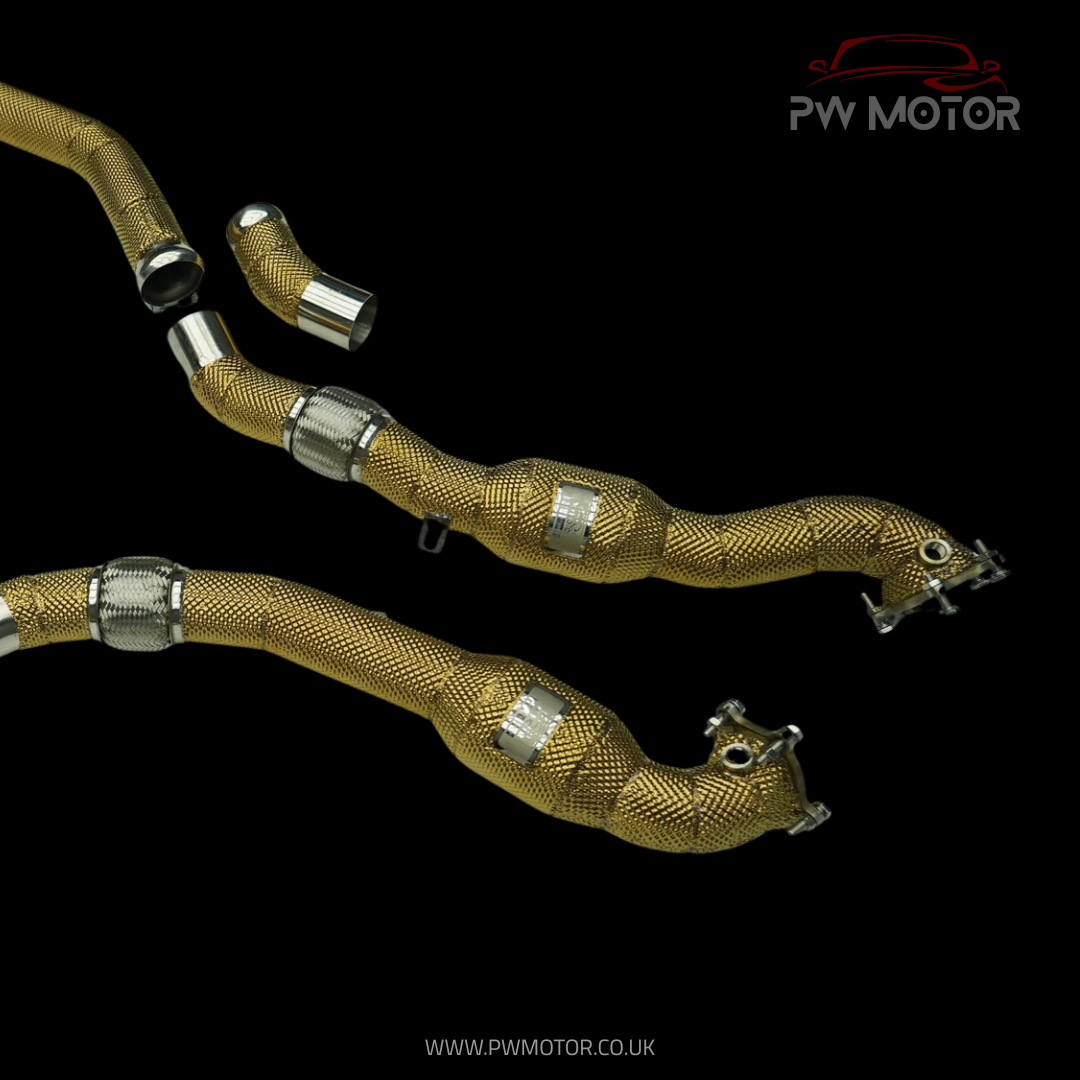 Audi RS6 / RS7 C7 Sport Cats 200Cell Euro6 Heat Shielded Downpipes - GEN2  | PW Motor