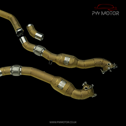 Audi RS6 / RS7 C7 Sport Cats 200Cell Euro6 Heat Shielded Downpipes - GEN2  | PW Motor