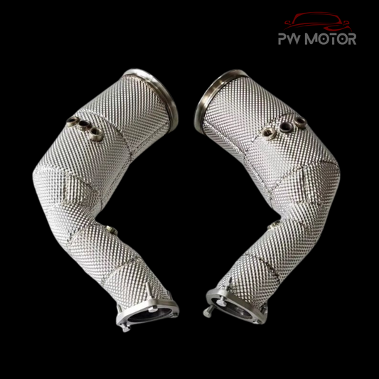PW Motor Porsche Cayenne Turbo/Turbo S Catless Heat Shielded Downpipes