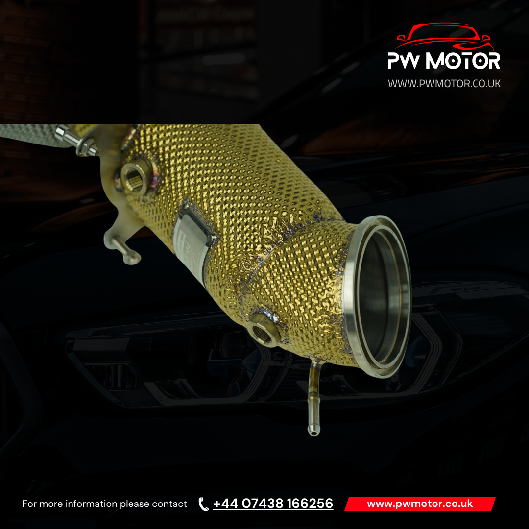 BMW B48 OPF Sport Cats 200Cell Euro 6 Downpipe F & G Series 120i, 125i, 220i, 230i, 320i, 330i, 420i, 430i, 520i, 530i, 630i, 730i, X3, X4, Supra A90 (Gold Heat Shielded) | PW Motor (Copy)