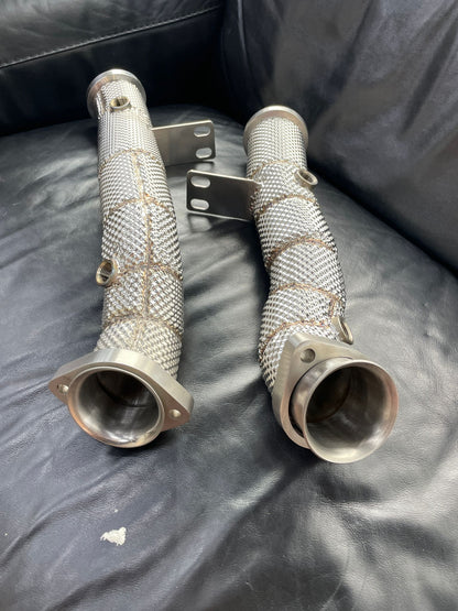 PW Motor Mercedes C43 M276 Downpipes with Heat Shields