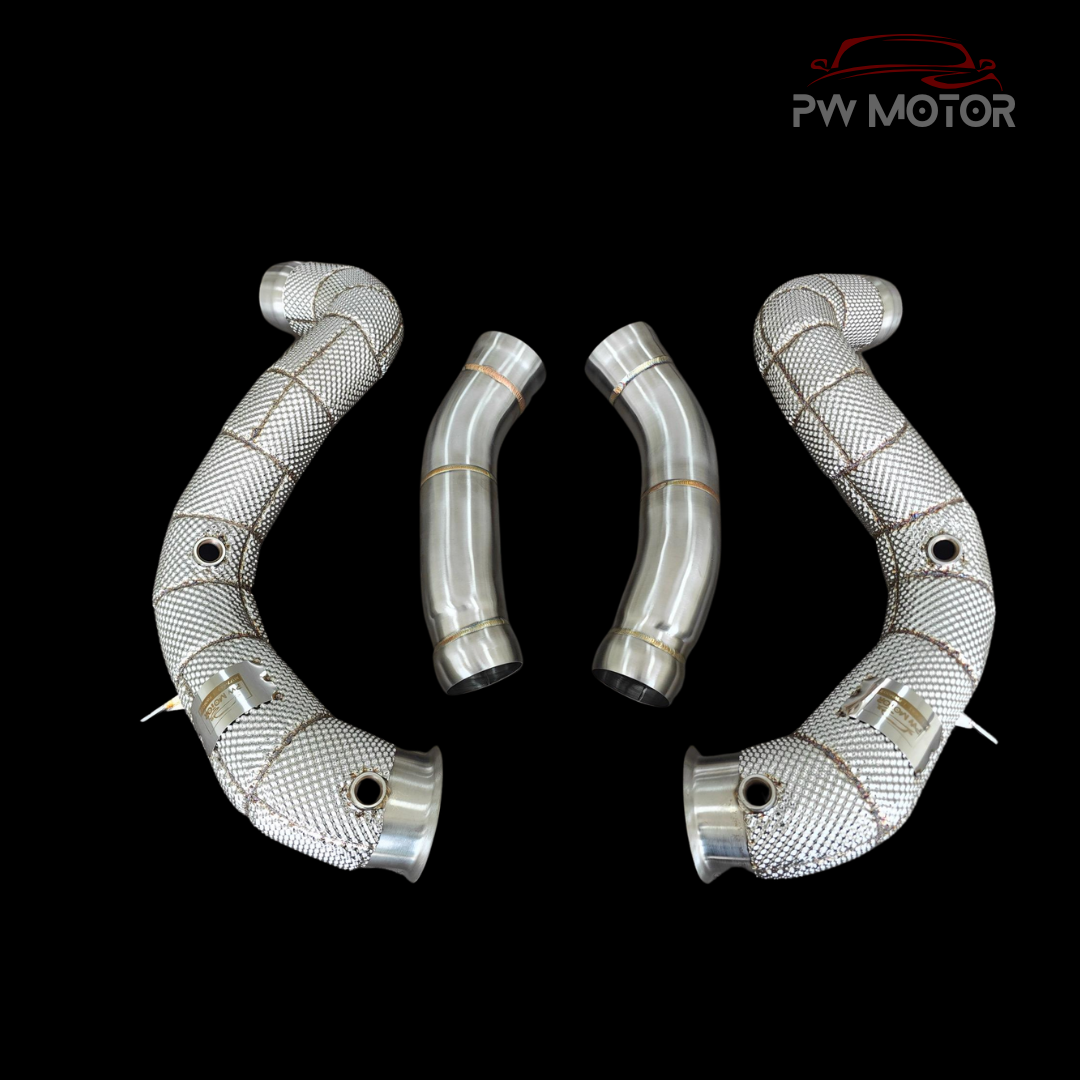 PW Motor Mercedes C63 M177 Downpipes with Heat Shield